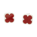 Mini Burgundy Ceramic Clover Earrings