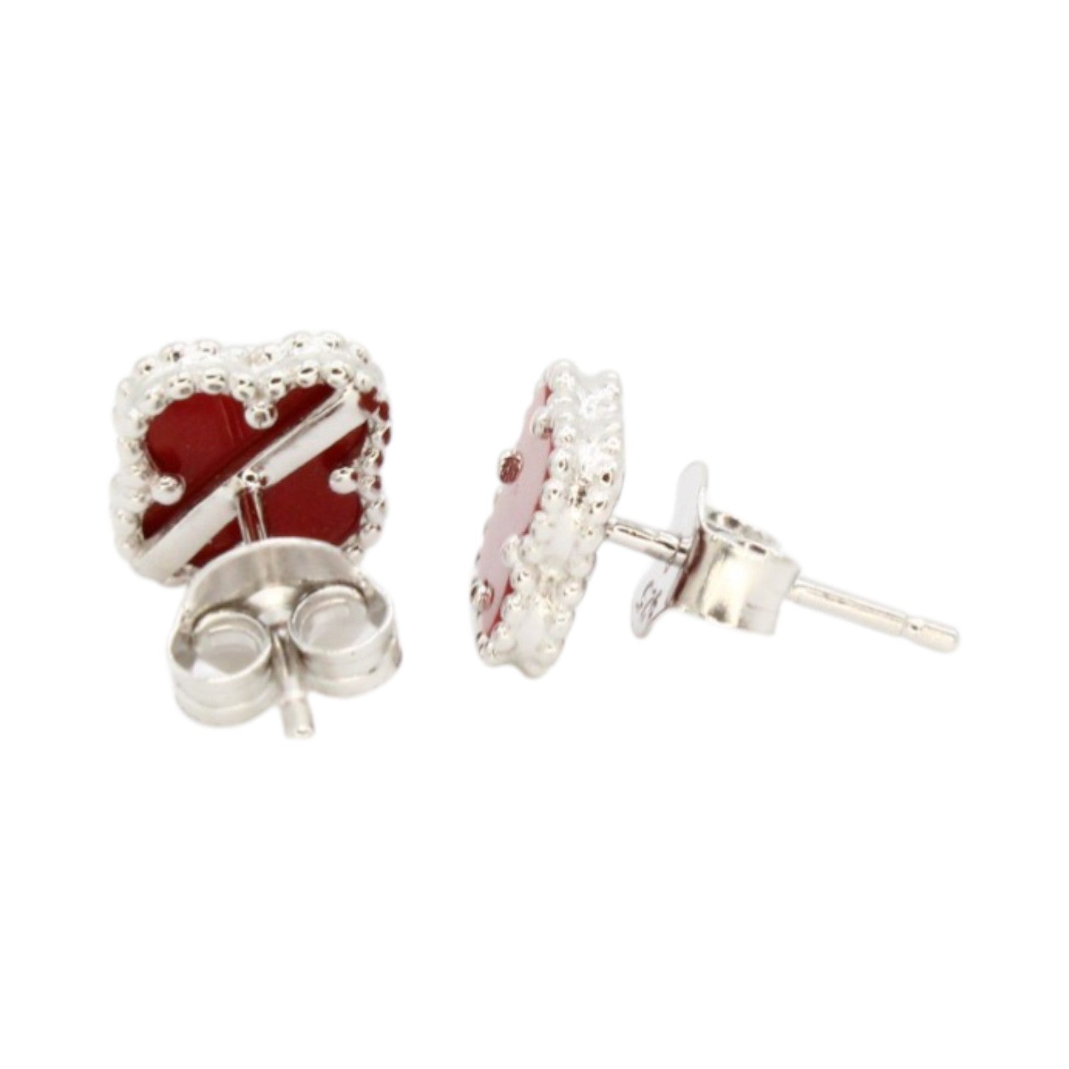 Mini Burgundy Ceramic Clover Earrings