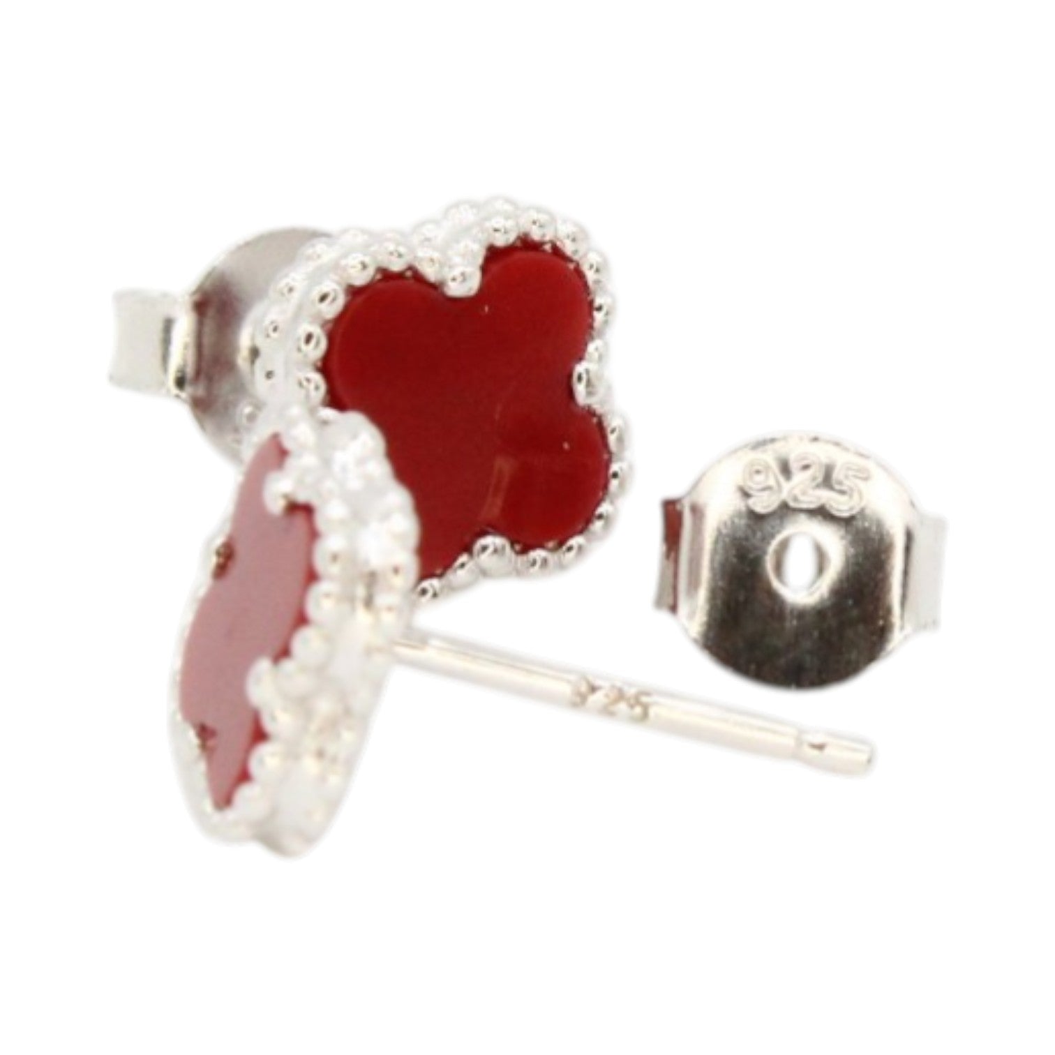 Mini Burgundy Ceramic Clover Earrings