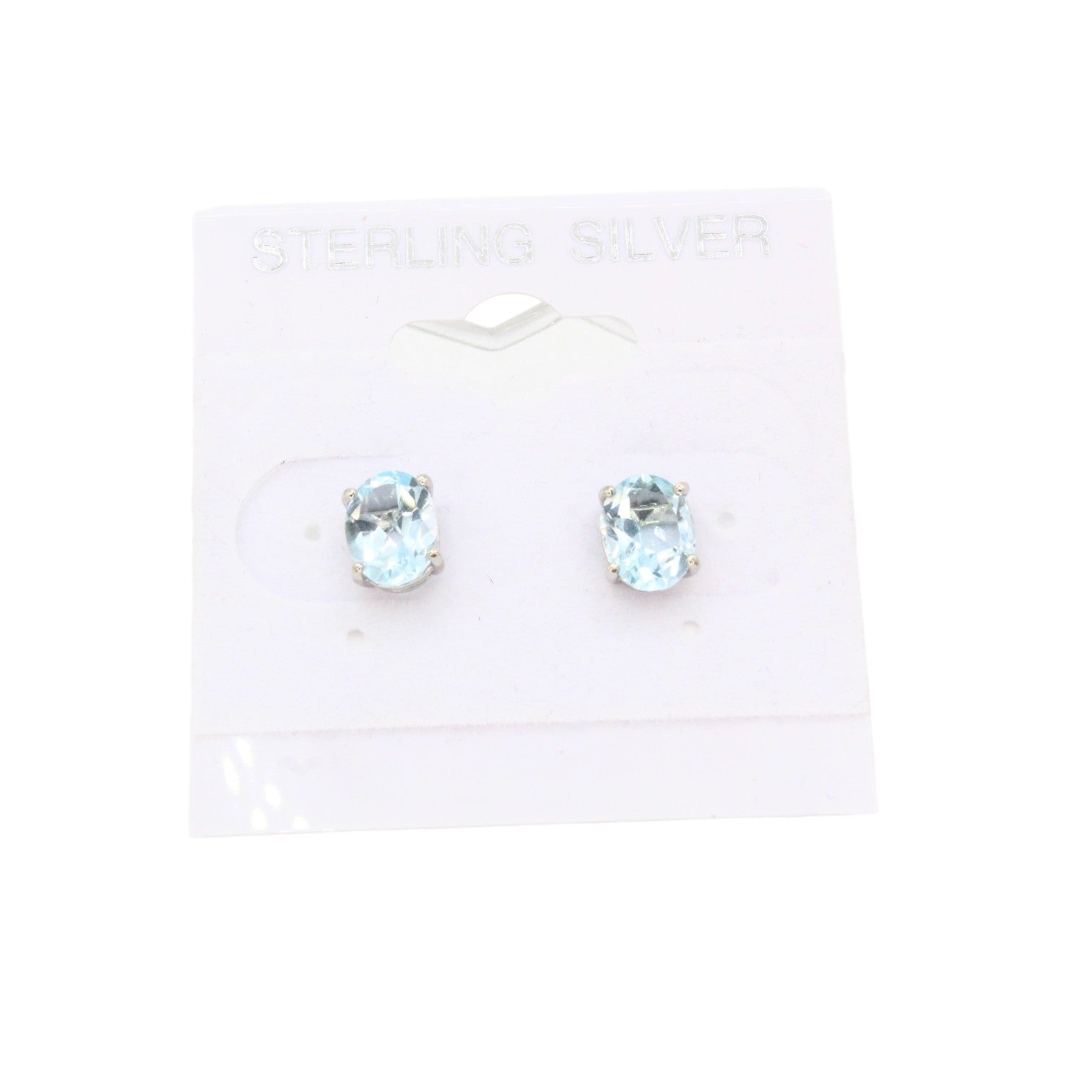 Oval Genuine Blue Topaz Stud Earrings