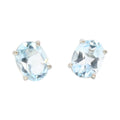 Oval Genuine Blue Topaz Stud Earrings