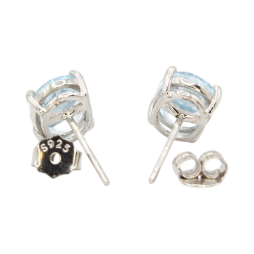 Oval Genuine Blue Topaz Stud Earrings