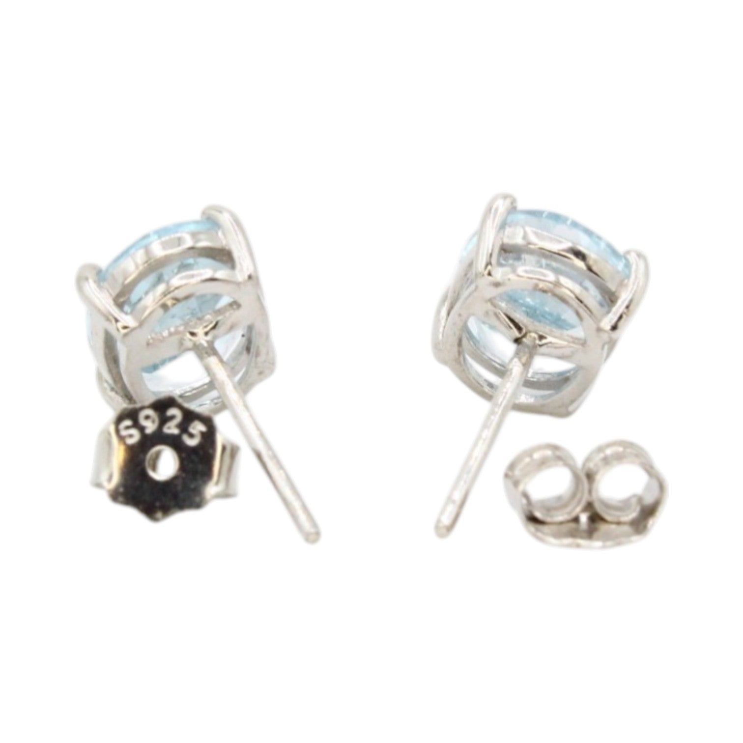 Oval Genuine Blue Topaz Stud Earrings