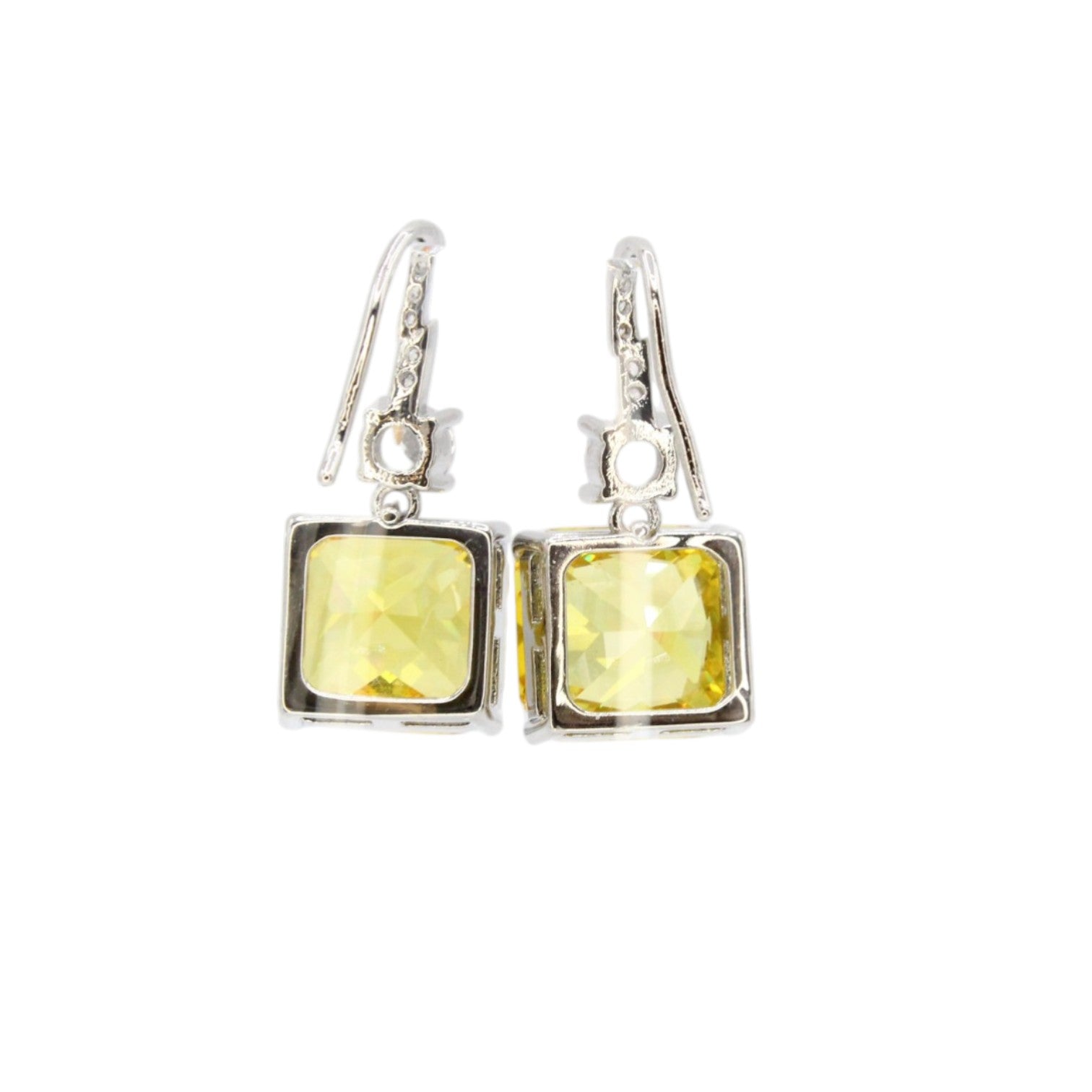Radiant Cut Citrine & CZ Dangle Earrings