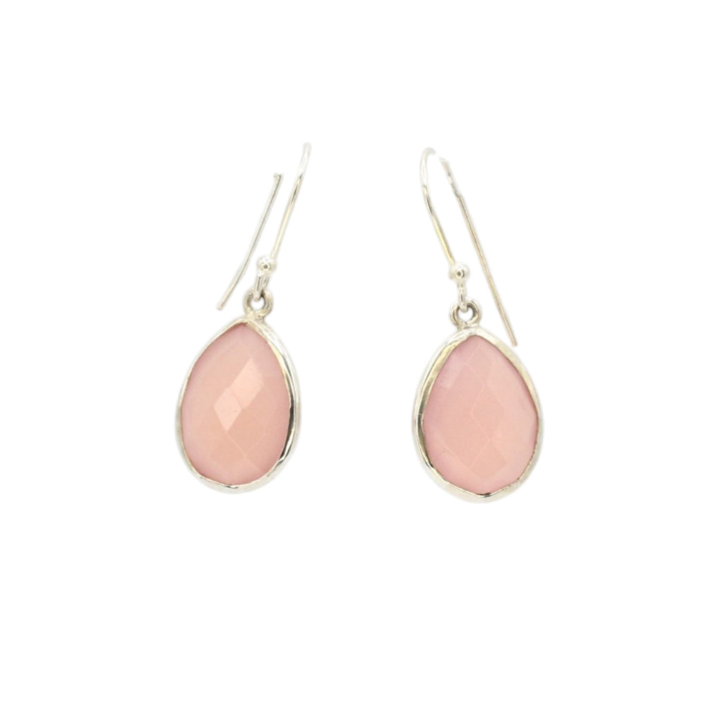 Genuine Rose Quartz Teardrop Dangle Earrings