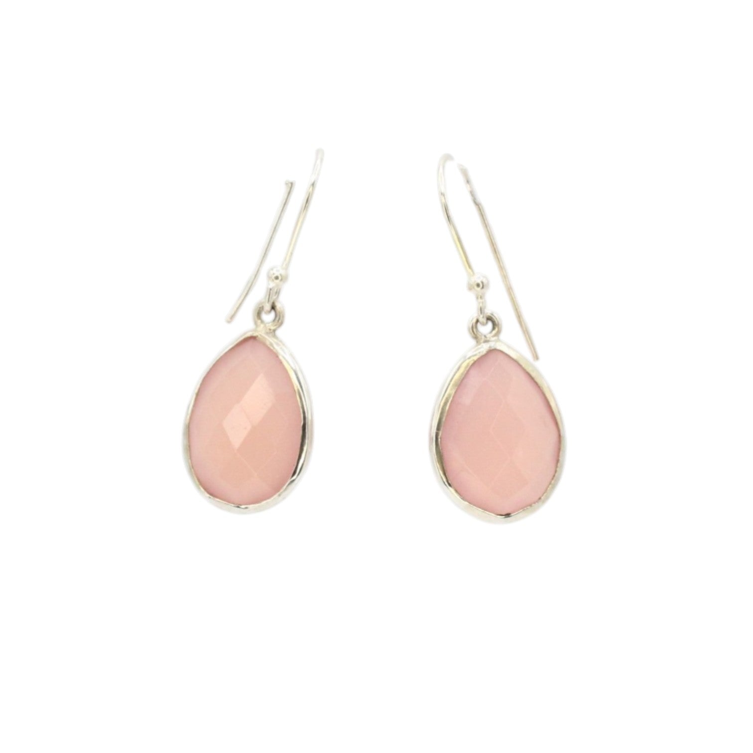 Genuine Rose Quartz Teardrop Dangle Earrings