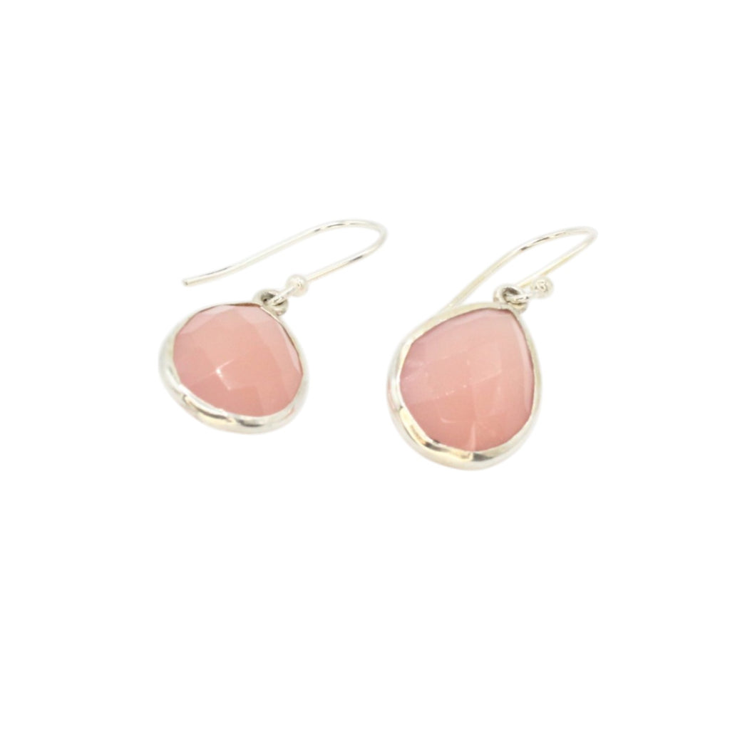 Genuine Rose Quartz Teardrop Dangle Earrings