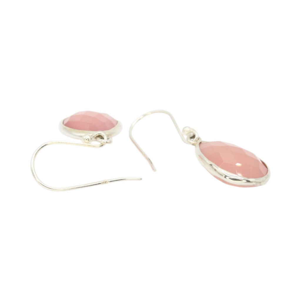 Genuine Rose Quartz Teardrop Dangle Earrings