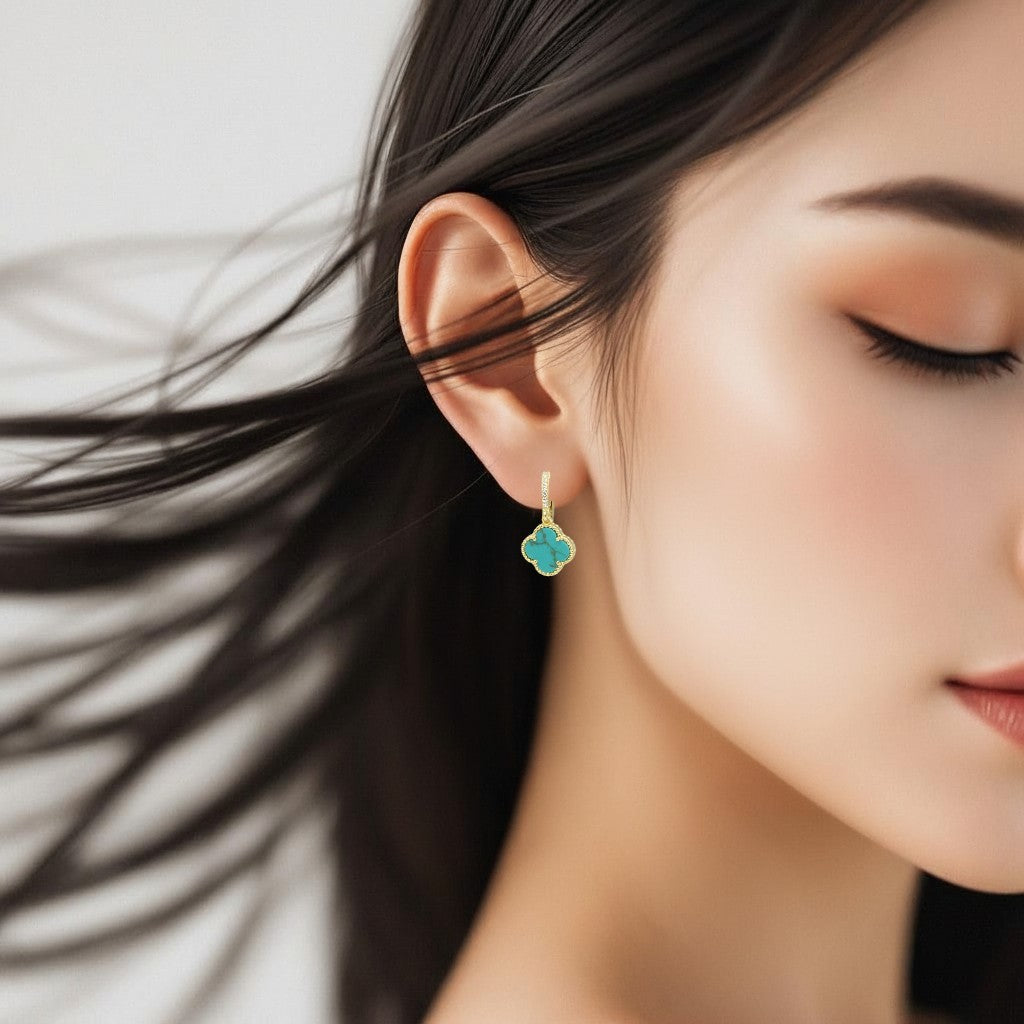 Clover Dangle Huggie Earrings